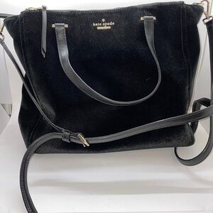 KATE SPADE Dawn Place Velvet Mini Kona Satchel Black bag with cross body strap